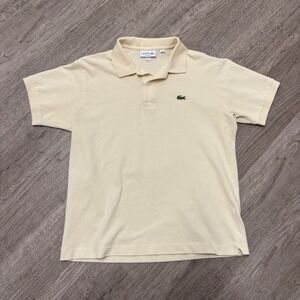 Lacoste Classic Fit Polo Shirt Mens Large L Cream Short Sleeve Pique Cotton FR 5